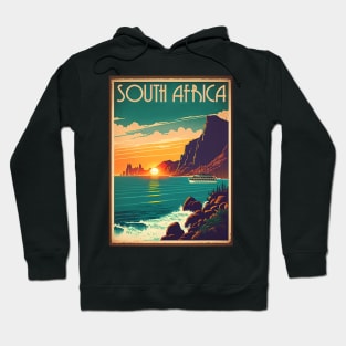 South Africa Coastline Vintage Travel Art Poster Hoodie